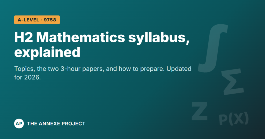 The MOE JC H2 Mathematics Syllabus (9758) Explained 1 H2 Mathematics syllabus 9758 explained, The Annexe Project